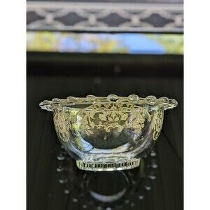 Heisey Lariat SilverOverlay “The Classic Butterfly” Vtg Glass Mayonnaise 7" Bowl